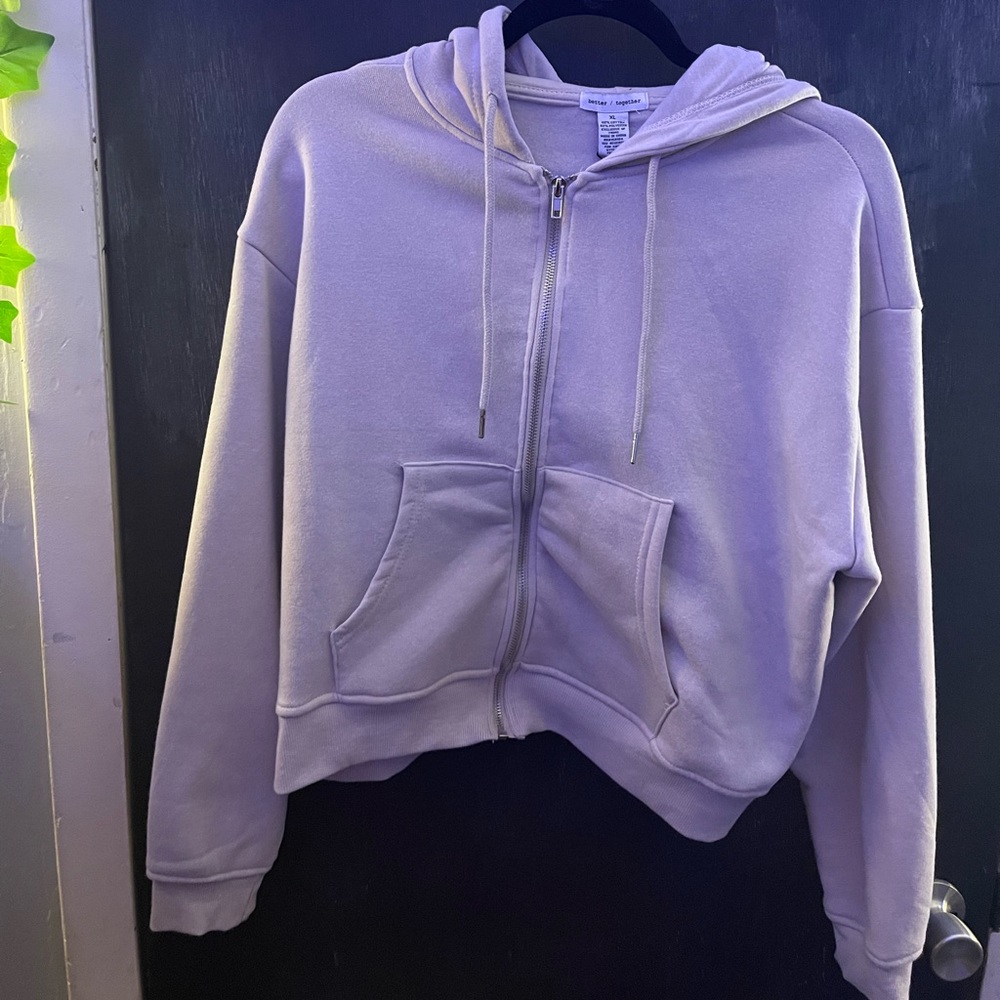 better together cream cropped zip up